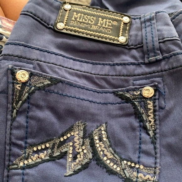 𝅺miss me Denim Brand Blue Skinny with Pocket Rhinestones Design US 27 - Picture 1 of 9